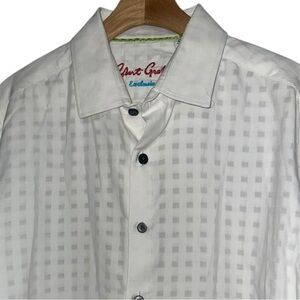 Robert Graham Men’s Size XL White Shadow Check Cotton Button Down Shirt